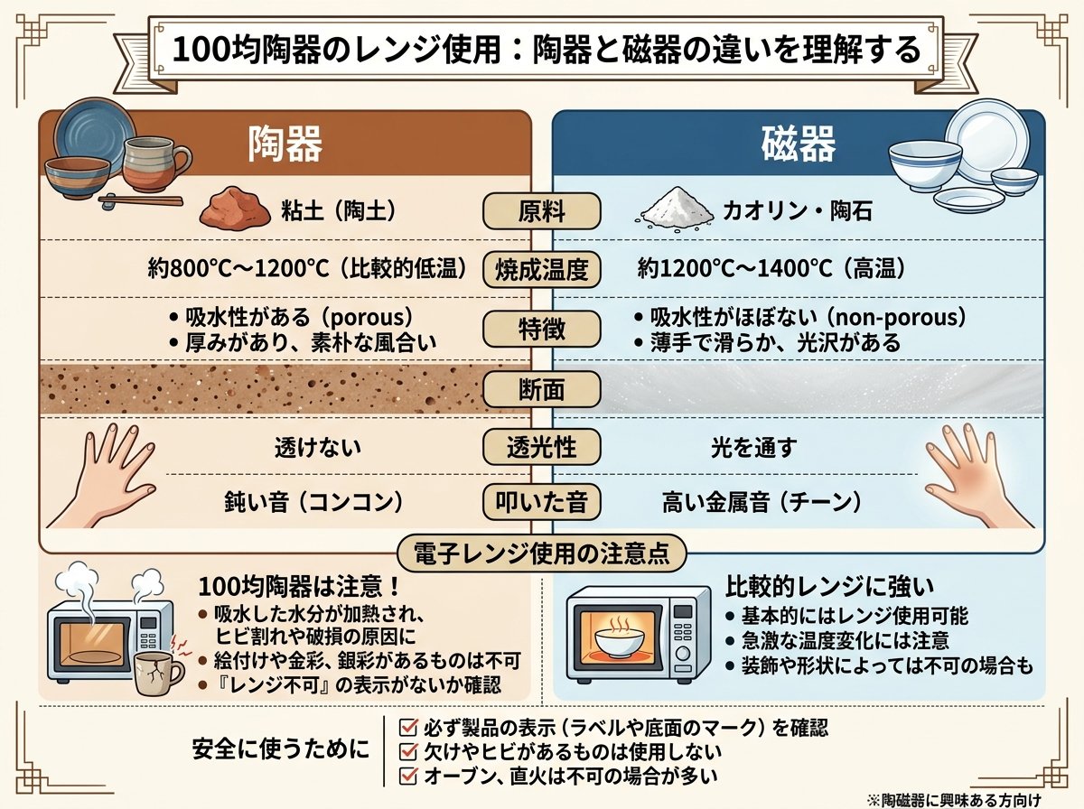 100均陶器のレンジ使用:陶器と磁器の違いを理解する