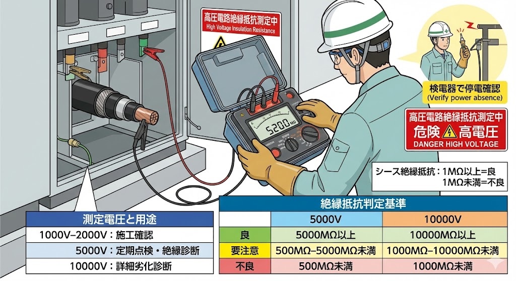 絶縁抵抗基準値高圧ケーブル測定電圧