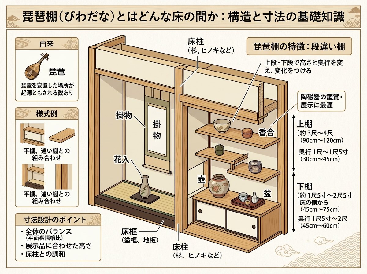 琵琶棚とはどんな床の間か：構造と寸法の基礎知識