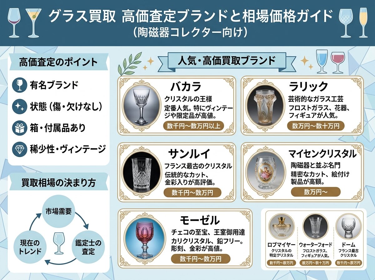 グラス買取で高価査定されるブランドと相場価格