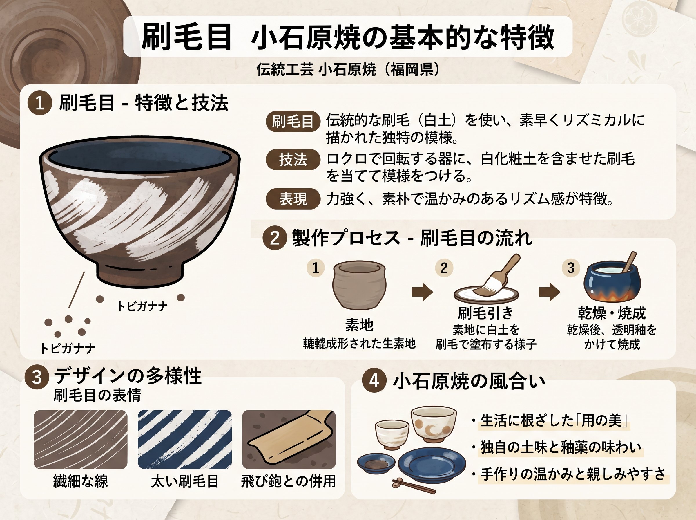 刷毛目 小石原焼の基本的な特徴