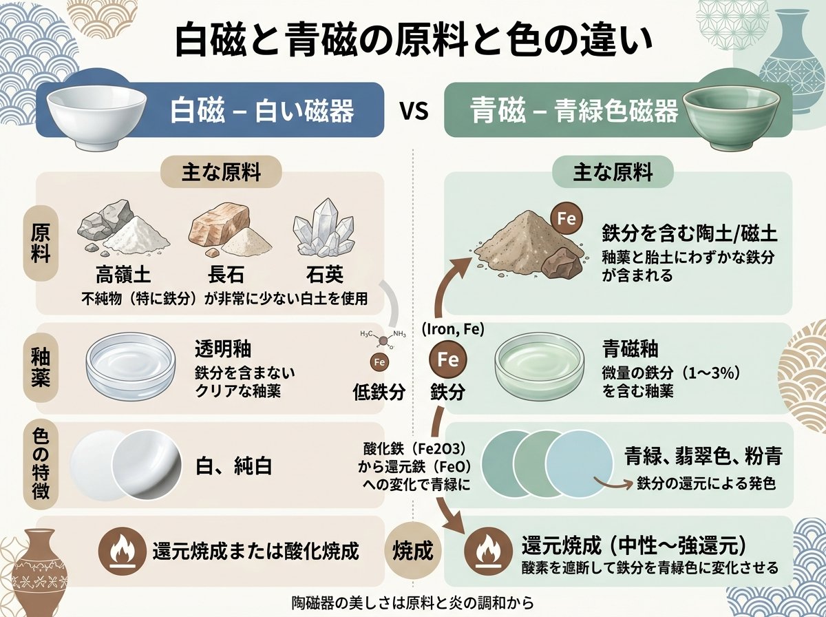白磁と青磁の原料と色の違い