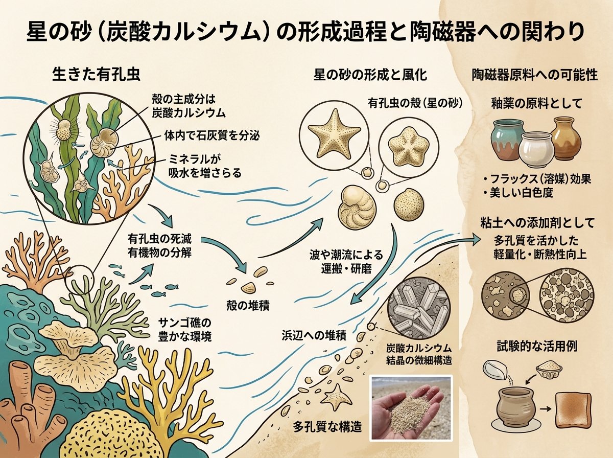 星の砂 炭酸カルシウムの形成過程