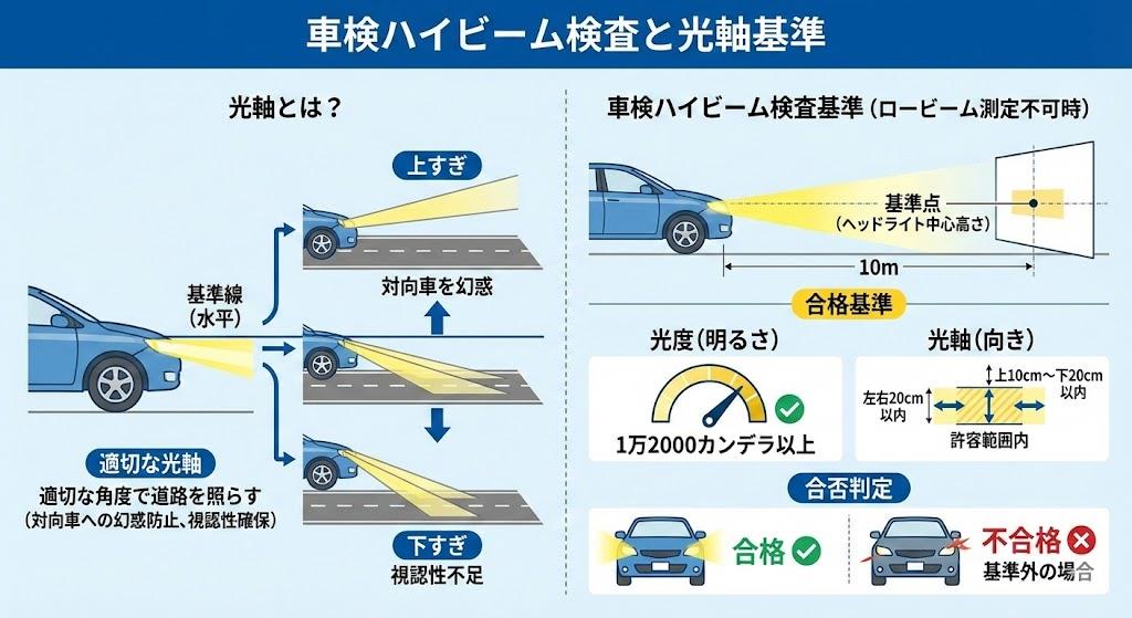 光軸と車検ハイビームの基準変更と調整方法