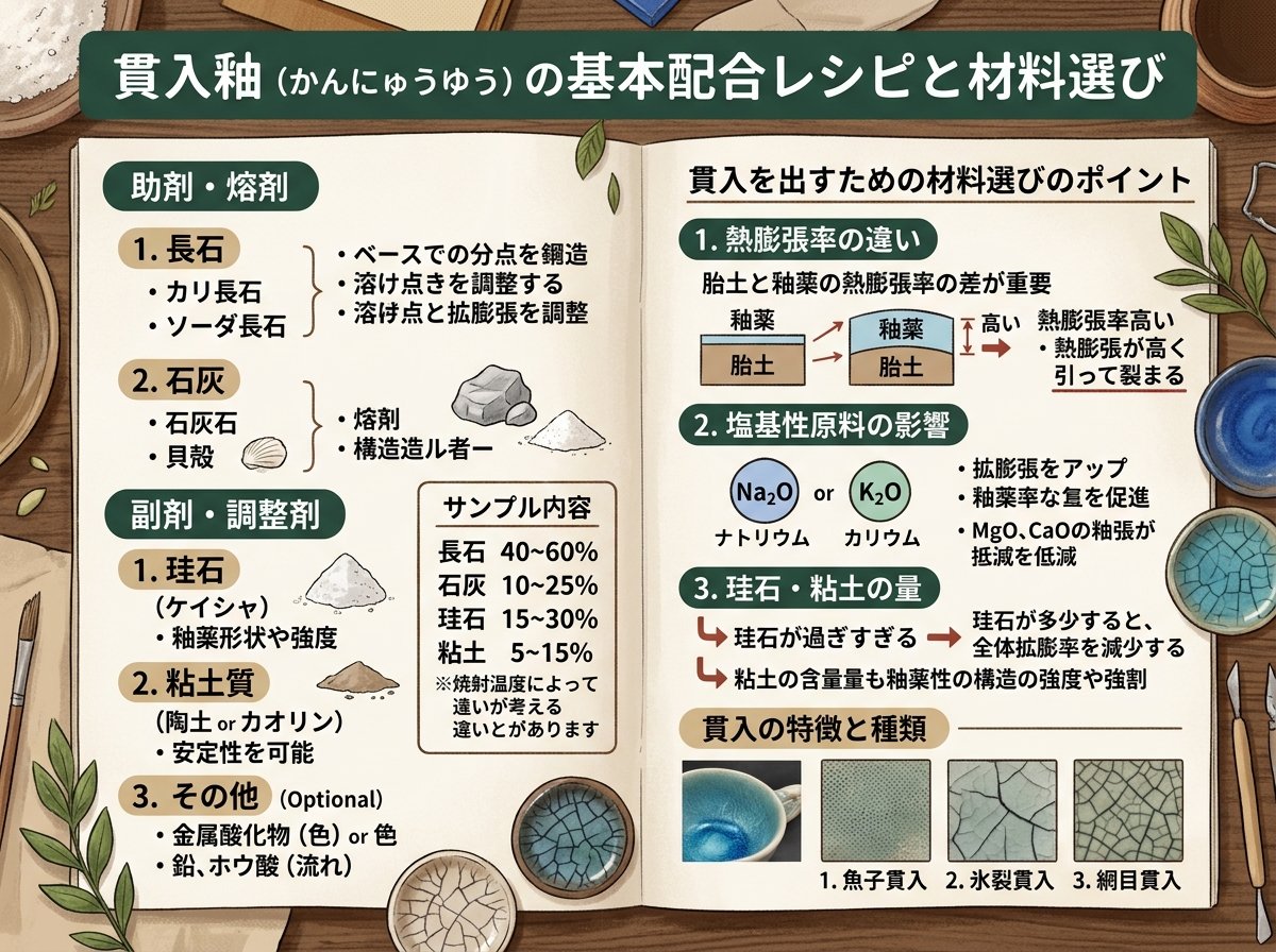 貫入釉の基本配合レシピと材料選び