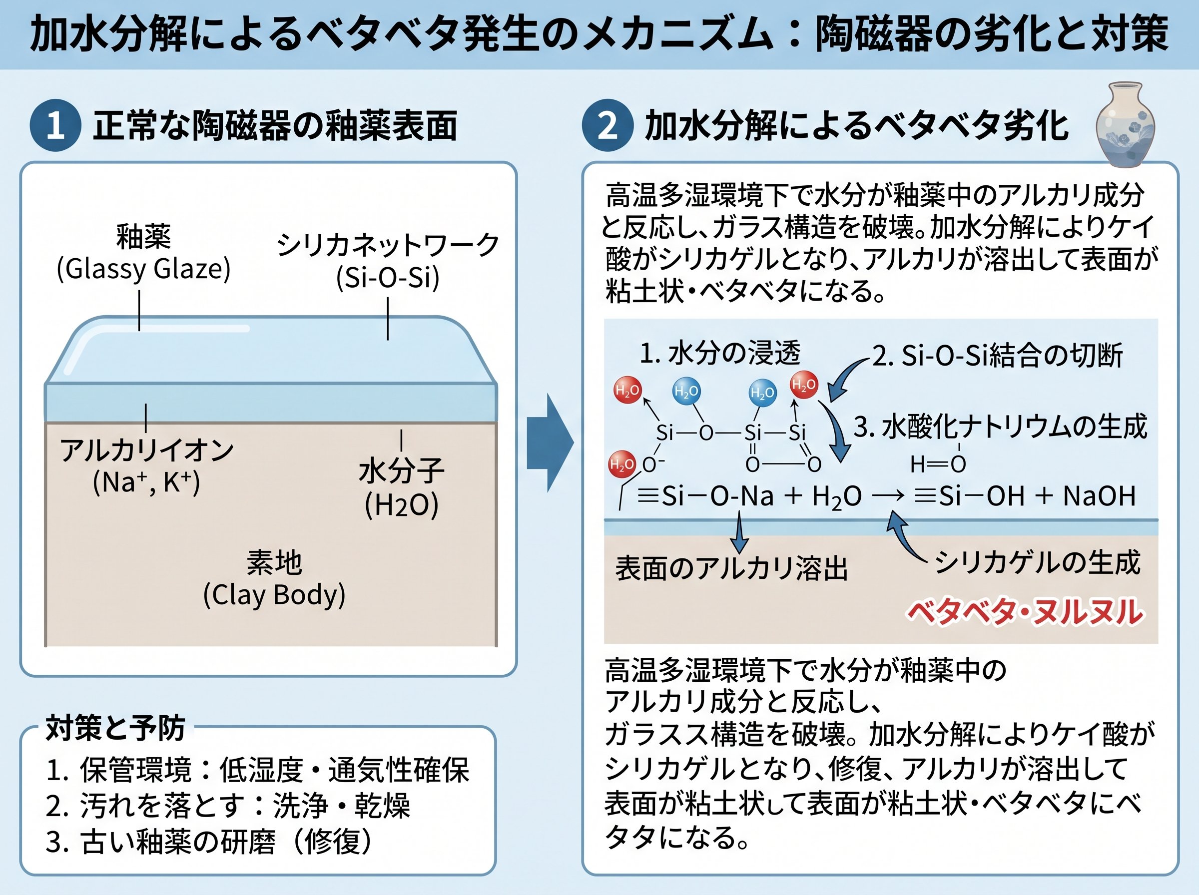 加水分解によるベタベタ発生のメカニズム