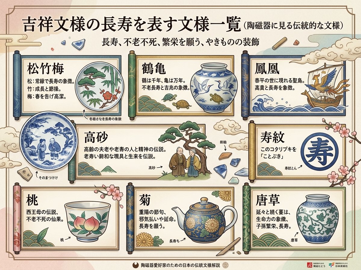 吉祥文様の長寿を表す文様一覧