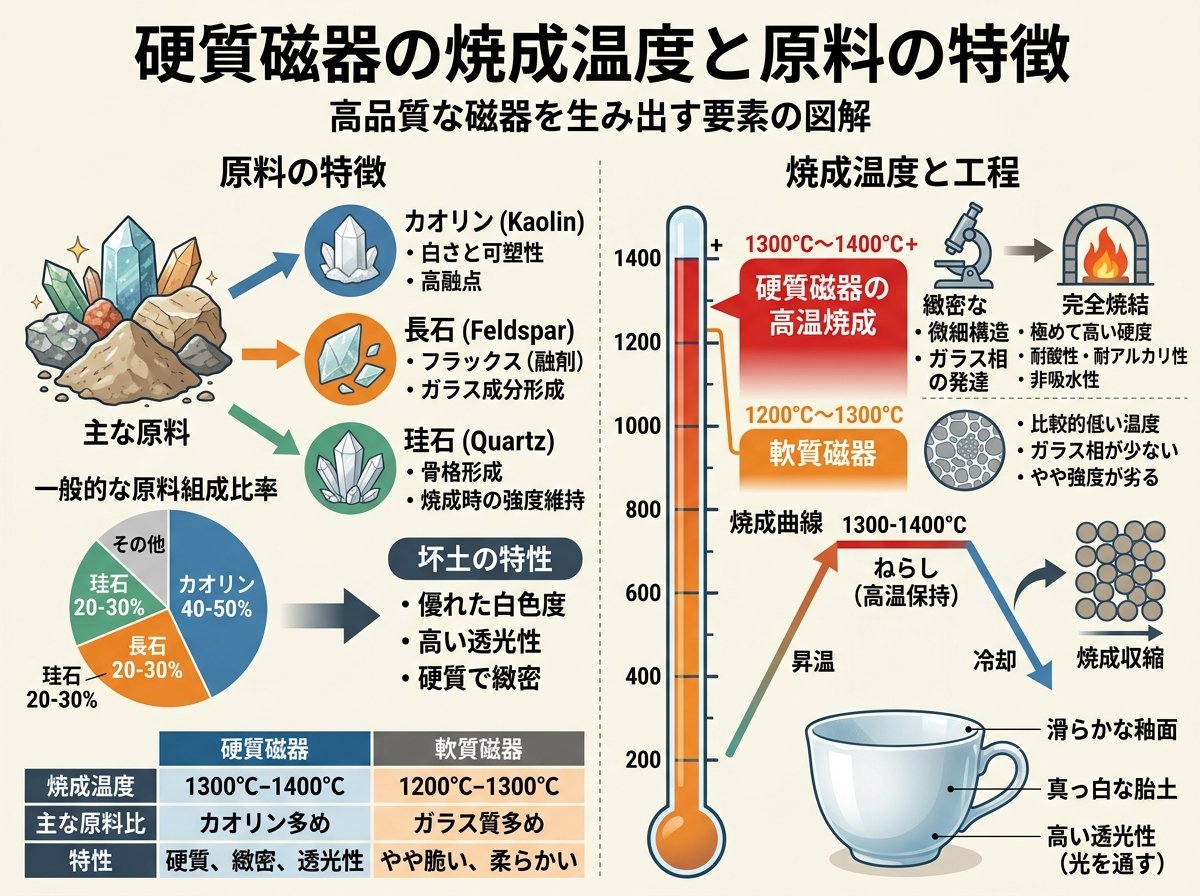 硬質磁器の焼成温度と原料の特徴