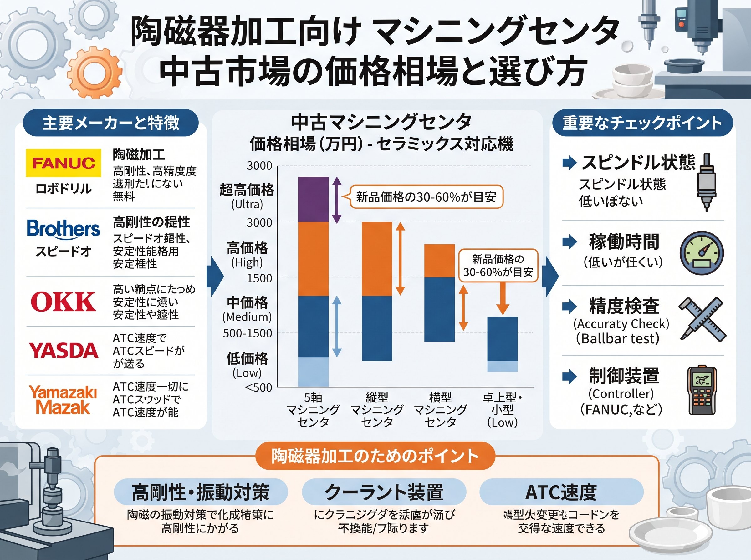 マシニングセンタ中古市場の価格相場