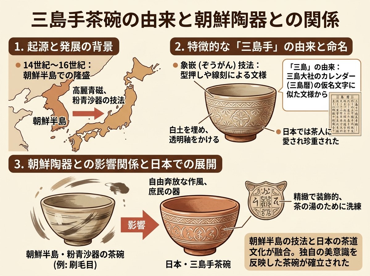 三島手茶碗の由来と朝鮮陶器との関係