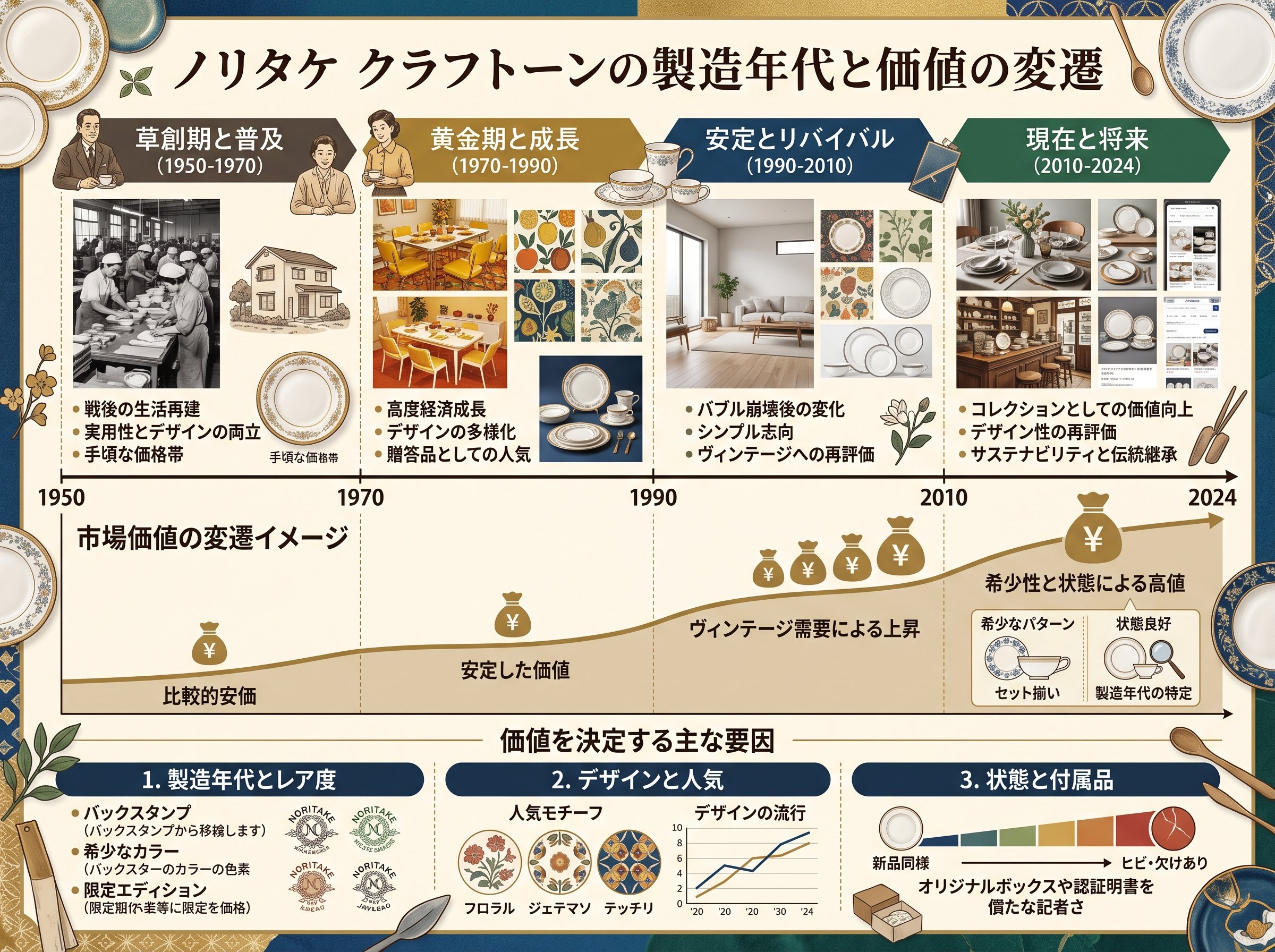 ノリタケ クラフトーンの製造年代と価値の変遷