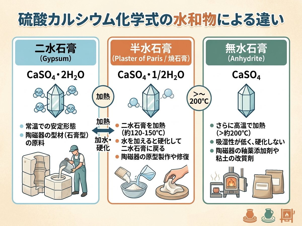 硫酸カルシウム化学式の水和物による違い