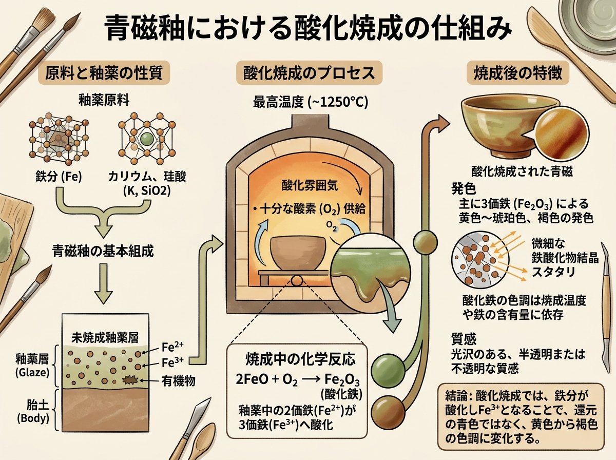青磁釉における酸化焼成の仕組み