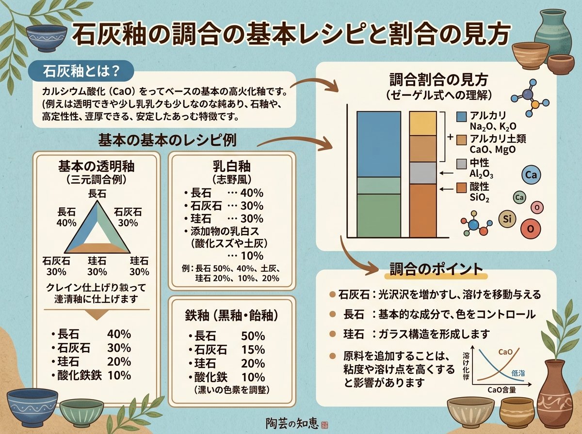 石灰釉の調合の基本レシピと割合の見方