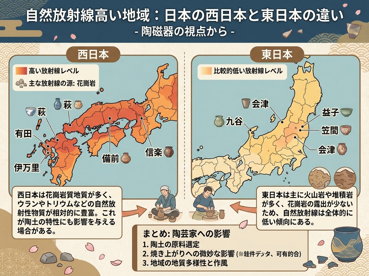 自然放射線高い地域日本の西日本と東日本の違い