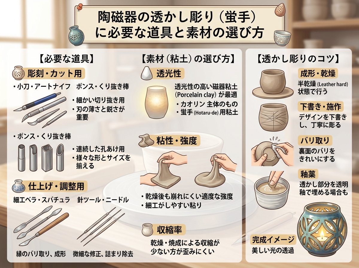 透かし彫りに必要な道具と素材の選び方