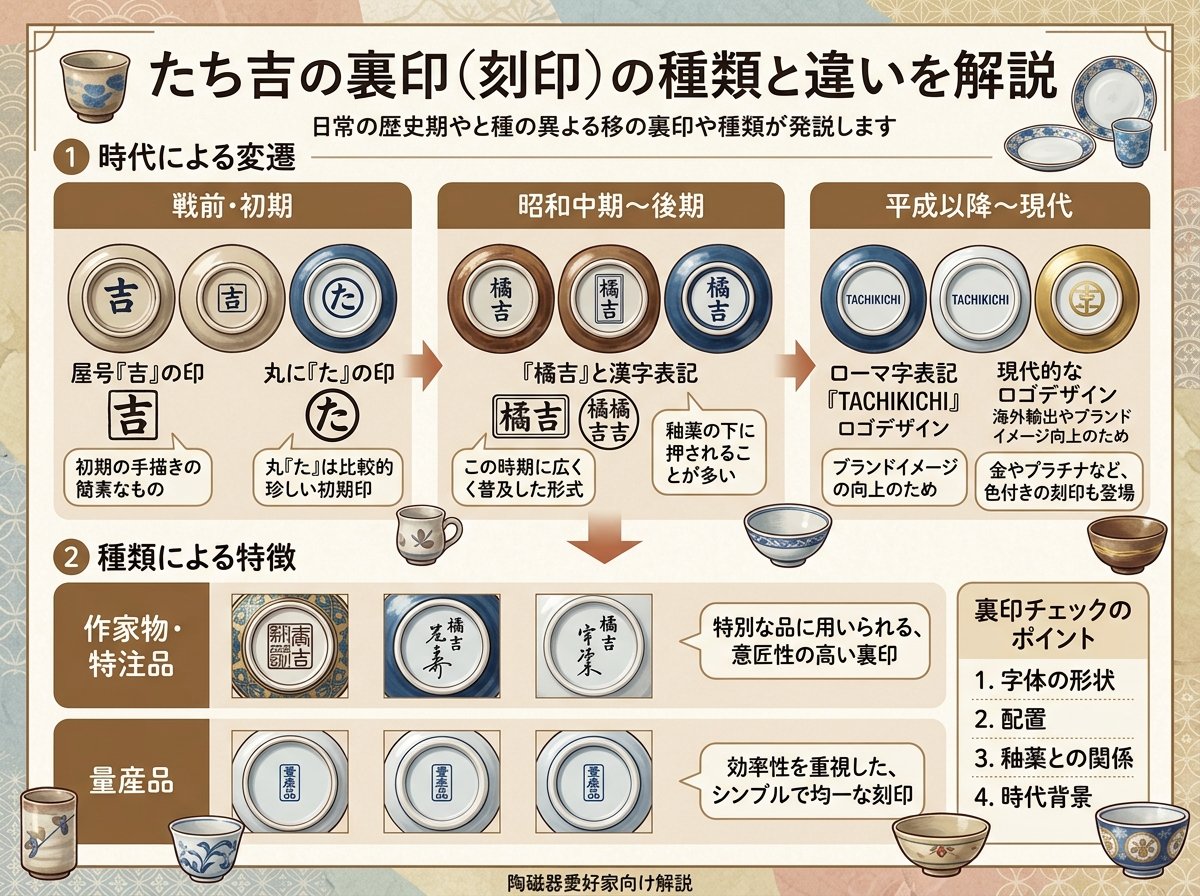 たち吉の裏印(刻印)の種類と違いを解説