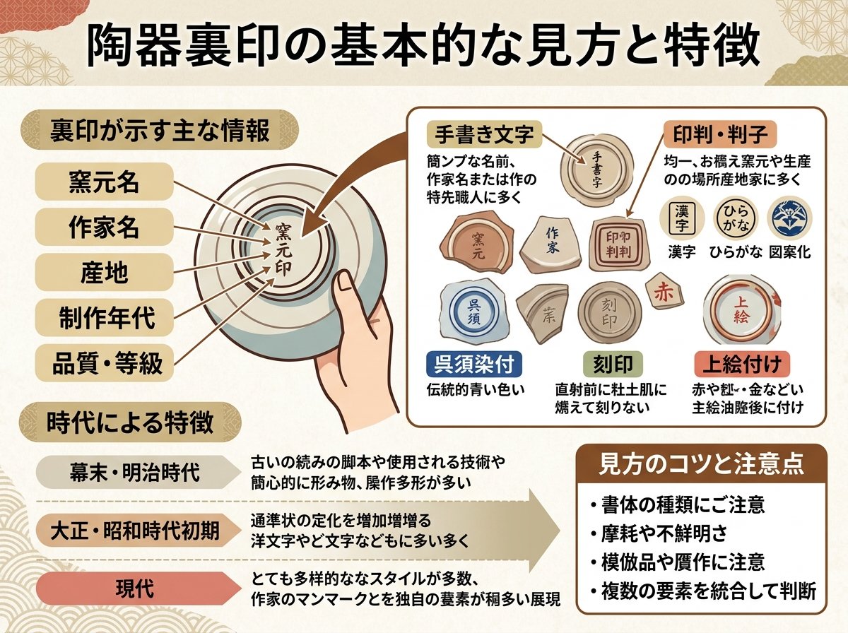 陶器裏印の基本的な見方と特徴