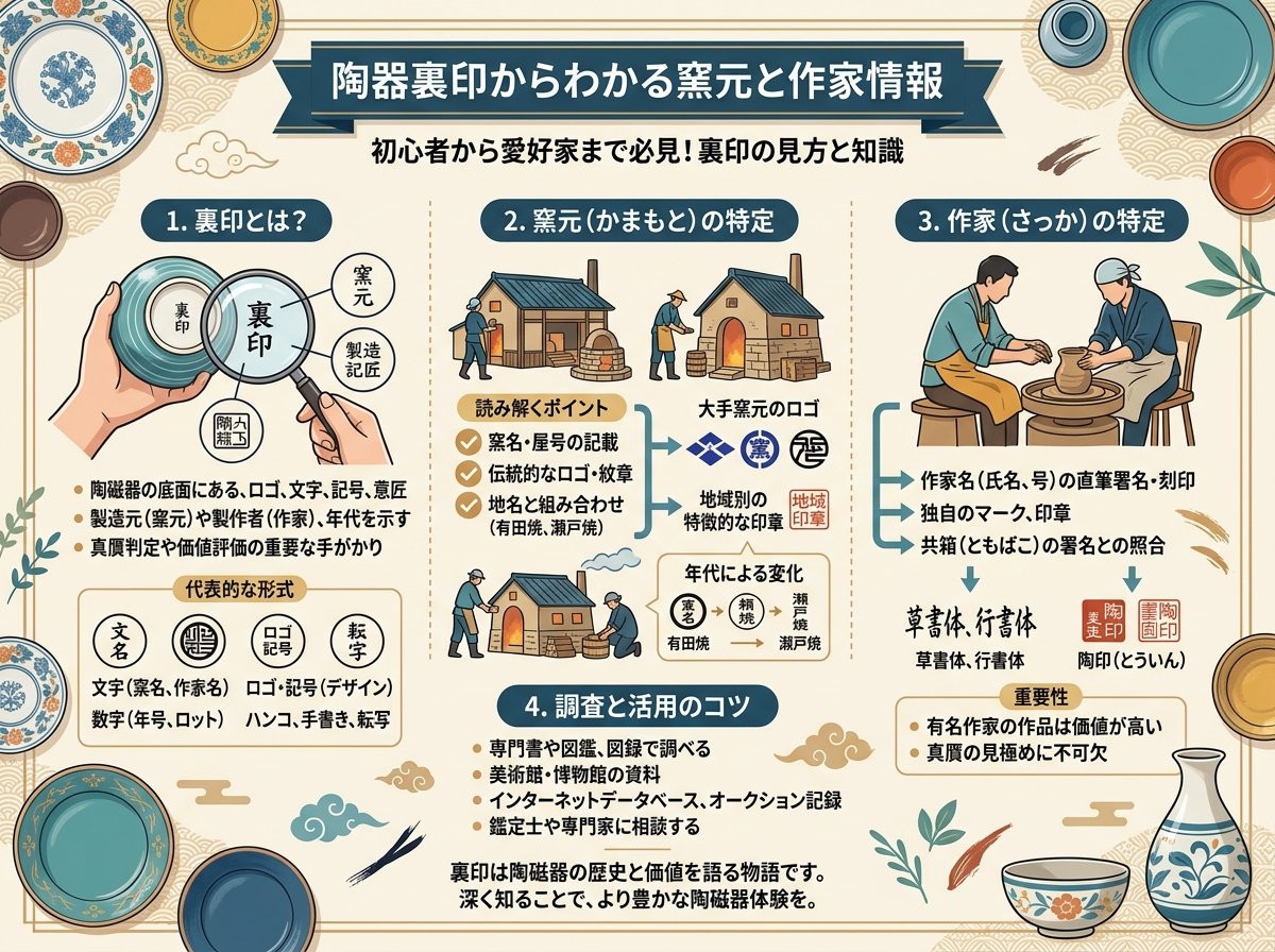 陶器裏印からわかる窯元と作家情報