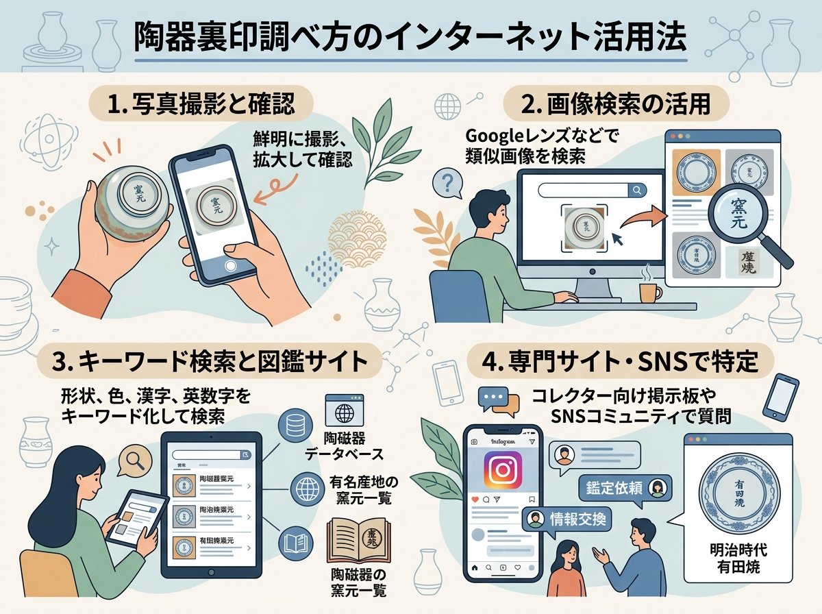 陶器裏印調べ方のインターネット活用法