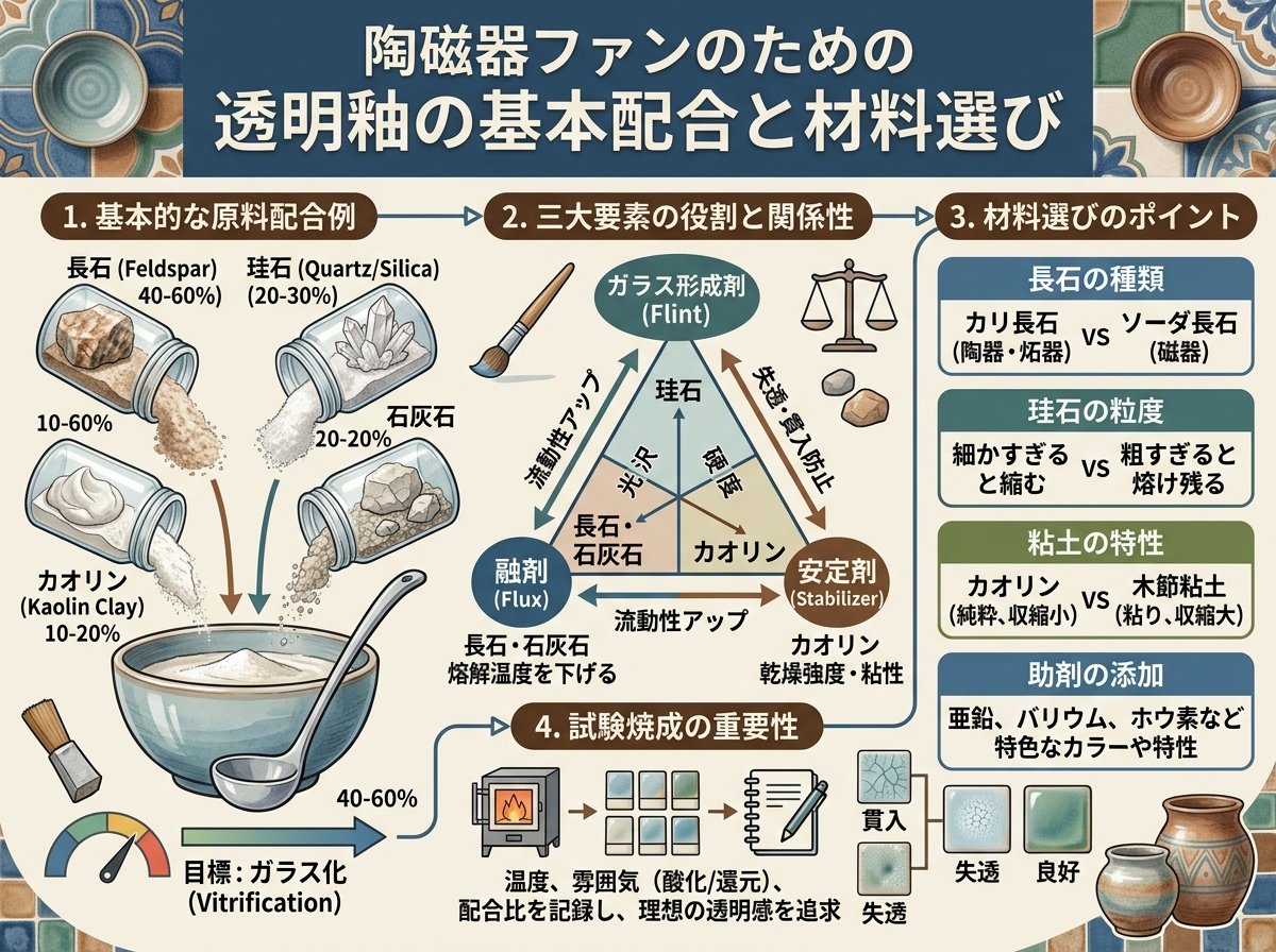 透明釉の基本配合と材料選び