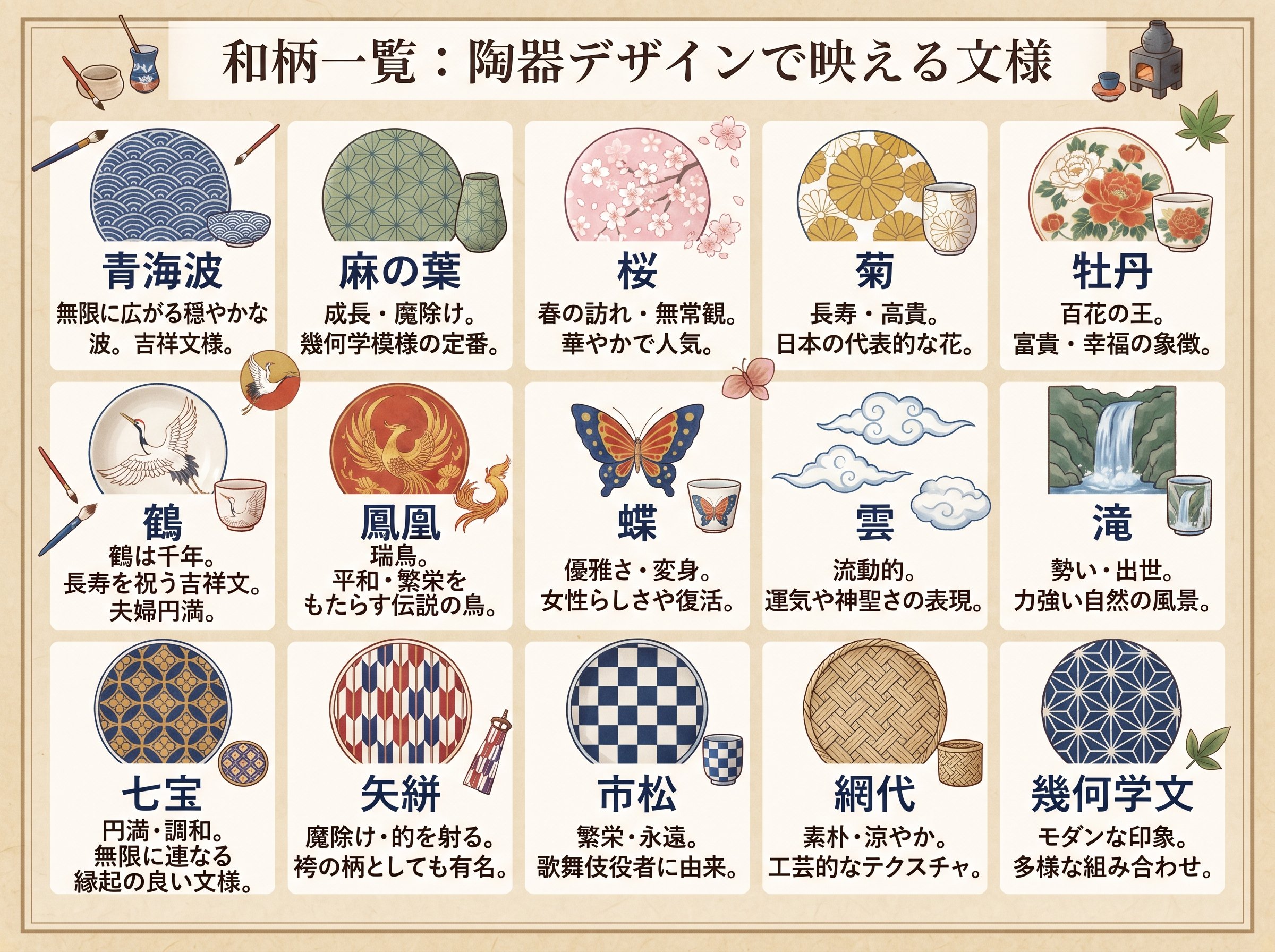 和柄一覧：陶器デザインで映える文様