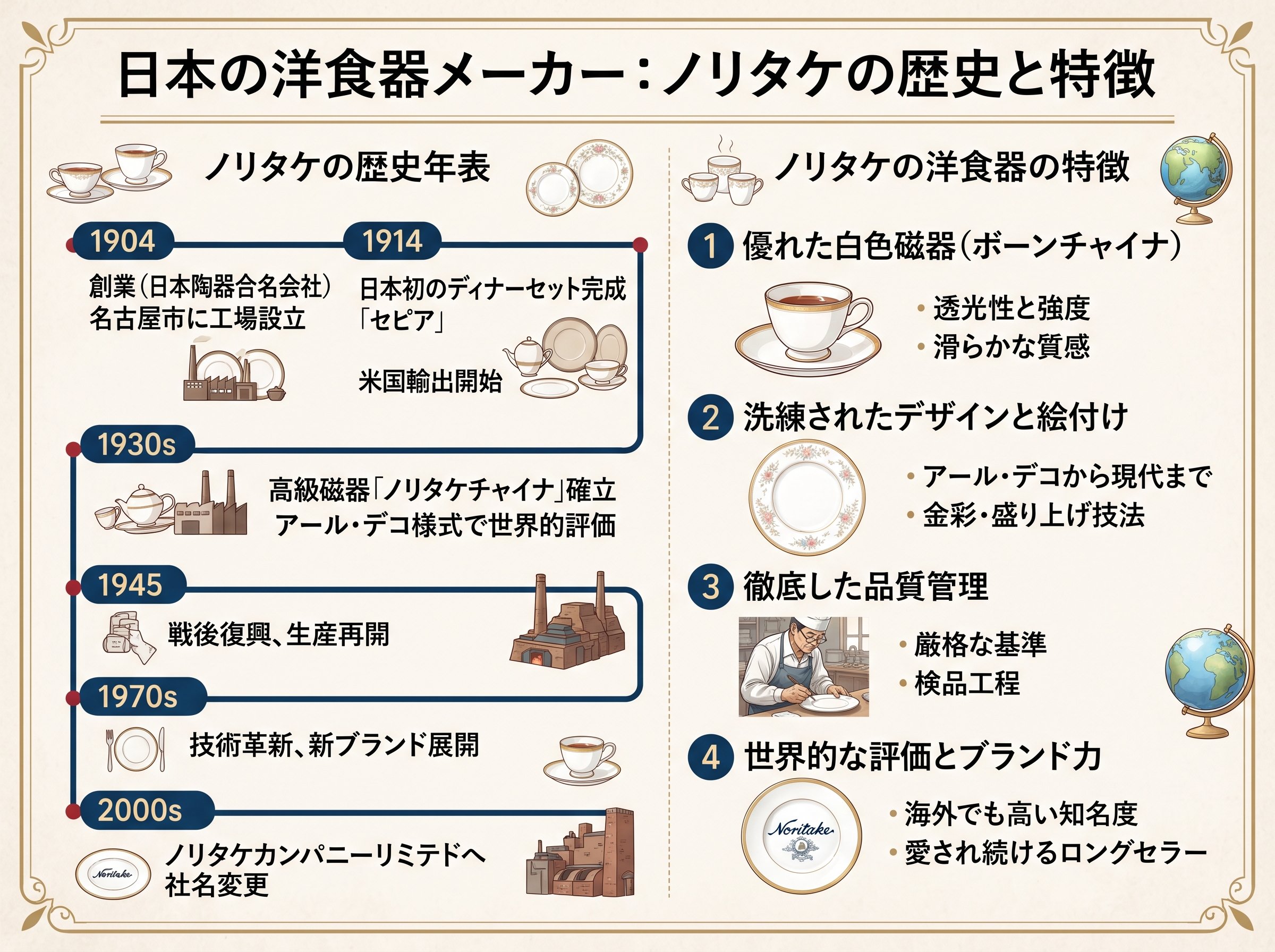 洋食器メーカー日本のノリタケの歴史と特徴