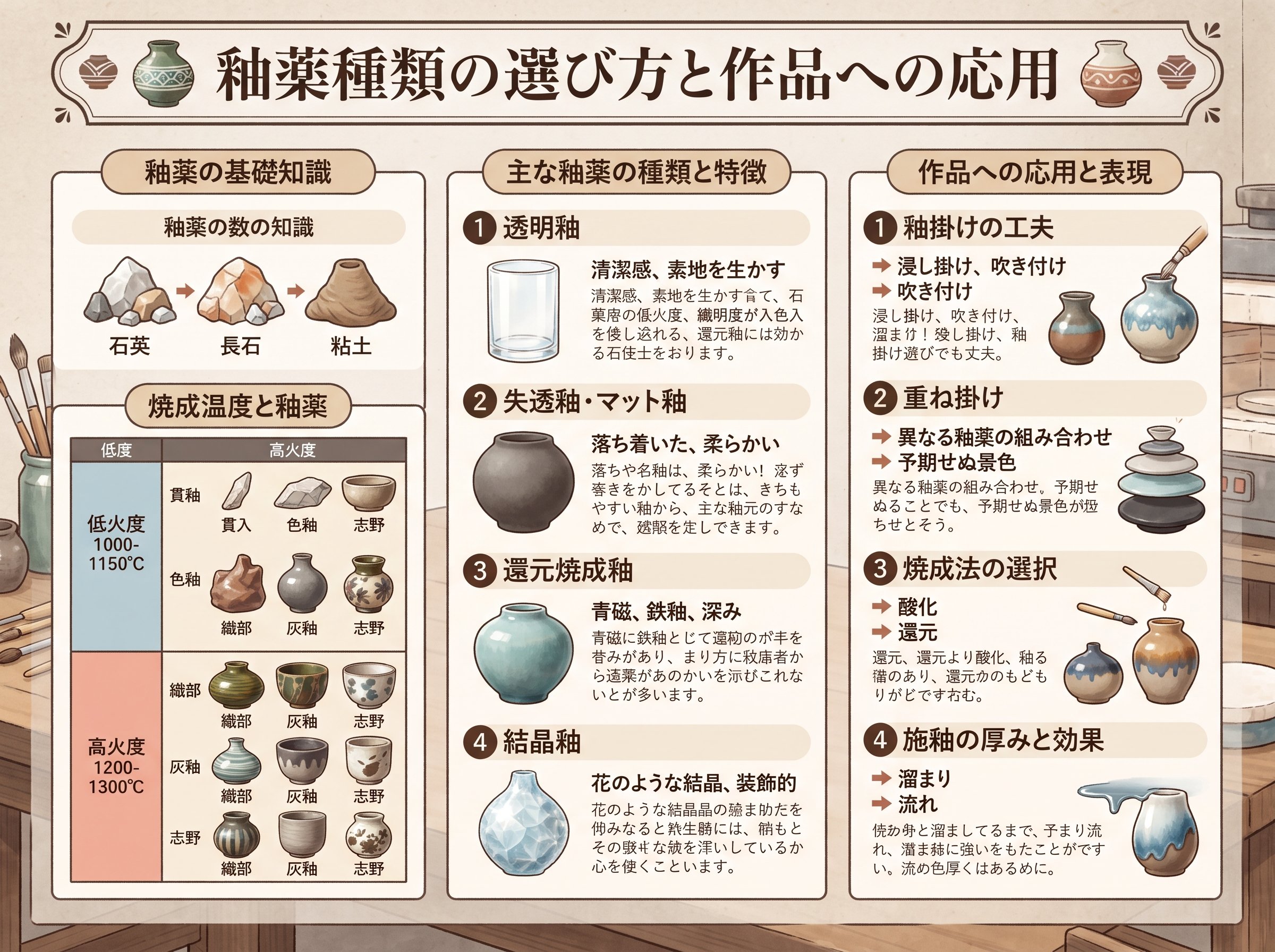 釉薬種類の選び方と作品への応用